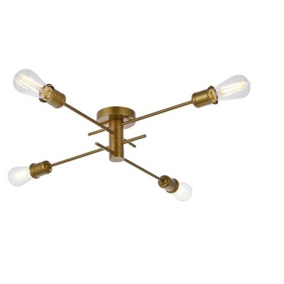 Xavier Adjustable Brass 4-Light Flush Mount Fixture