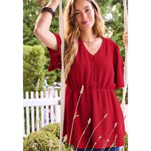 Woman Within Half Placket Textured Tunic - 1 of 2