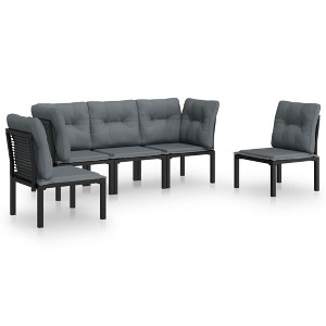 vidaXL Patio Lounge Set Sectional Sofa for Garden Black and Gray Poly Rattan - 1 of 4