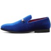 Santimon Mens Blue Dress Loafers Prom Velvet Wedding Shoes Horsebit Flat Driving Tuxedo Suit Shoes Blue - 3 of 4