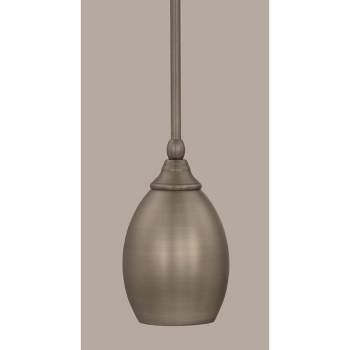 Toltec Lighting Any 1 - Light Pendant in  Brushed Nickel with 5" Brushed Nickel Oval Metal Shade Shade