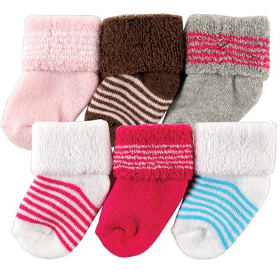 Luvable Friends Baby Girl Newborn and Baby Socks Set, Pink Newborn, 0-3 Months