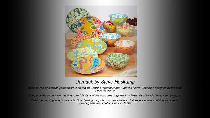 Set of 6 Damask Floral All Purpose 26oz Bowls - Certified International, 2 of 11, play video
