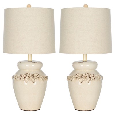 (Set of 2) 24" Marquesa Vase Lamp Cream (Includes CFL Light Bulb) - Safavieh