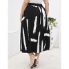 Clearlove Plus Size Pleated Skirt Women's Elastic Waist Boho  Midi Skirts with Pockets - 3 of 4