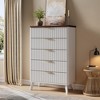 Fluted Dresser for Bedroom with 5 Deep Drawers, 47.2 in Tall Chest of Drawers with Faux Marble Top, Curved Profile Design, Modern Wooden Dresser - 2 of 4
