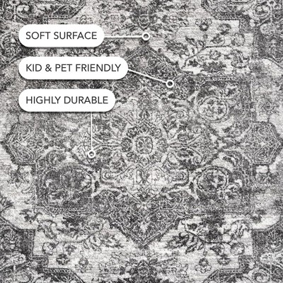 Elegance Redefined Gray Synthetic Medallion 3' x 5' Area Rug