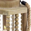11" x 8" Rustic Wood/Glass Candle Holder with Rope Handle Beige - Olivia & May - 4 of 4
