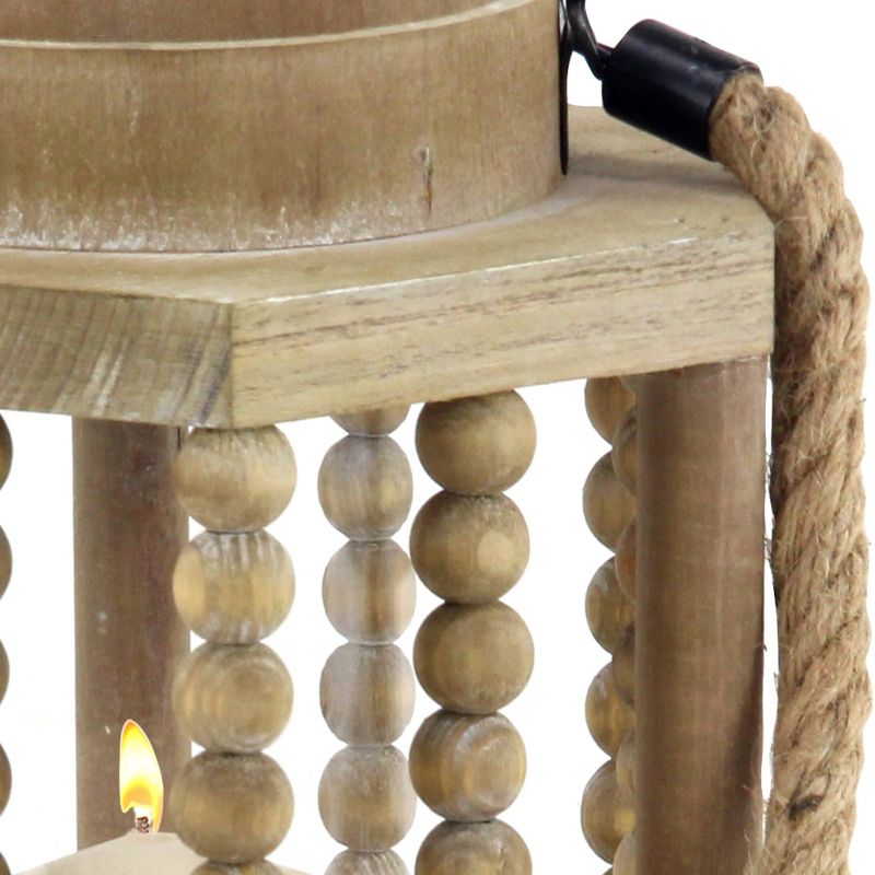 11&#34; x 8&#34; Rustic Wood/Glass Candle Holder with Rope Handle Beige - Olivia &#38; May, 5 of 7