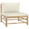 vidaXL 3 Piece Patio Lounge Set with Cream White Cushions Bamboo - 2 of 4