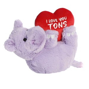 Aurora Medium I Love You Tons Valentine Heartwarming Stuffed Animal Hippo 11" - 1 of 4
