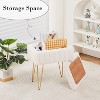 KTMBDW Vanity Stool Chair with Storage, Ottoman Faux Fur Soft Padded Makeup Footstools Seat with 4 Metal Legs for Home Entryway Bedroom - 3 of 4