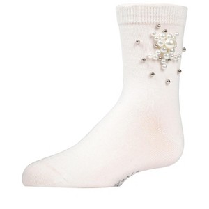 Memoi Girls' Pearl Burst Cotton Blend Crew Socks - 1 of 3