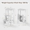 Costway 3 Tier Folding Step Stool 3-in-1 Rubber Wood Ladder Storage Shelf Coffee/Brown/Natural/White - 3 of 4