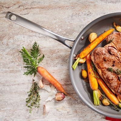 Gray Ceramic Non-Stick Aluminum Fry Pan with Stainless Steel Handle