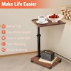 Movable Overbed Table With Wheels 23.6-37.4in Adjustable Height Overbed Table Rolling Tray Table Medical Bedside Desk With 0-90Degrees Tilting Surface - 2 of 4