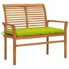 vidaXL Patio Bench Natural wood, bright green cushion Smooth teak hardwood - 2 of 4