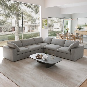WJShome 5 pcs Cloud Modular Sectional Sofa for Livingroom,120.45inch Down Filled Convertible Couches for Office Apartment,V Shaped - 1 of 4