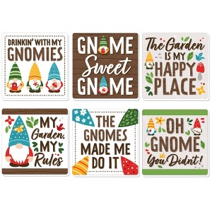 Big Dot of Happiness Garden Gnomes - Funny Forest Gnome Party Decorations - Drink Coasters - Set of 6 - 1 of 4