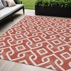 Red And Ivory Geometric Washable Indoor Outdoor Area Rug - 2 of 4