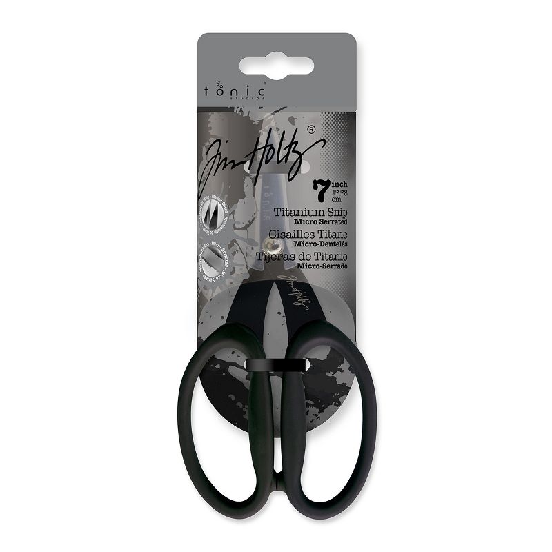 Tim Holtz Small Titanium Scissors - 7 Inch Mini Snips with Micro Serrated Blade - Non Stick Craft Tool for Cutting Paper, Fabric, and Sewing - Black, 1 of 5
