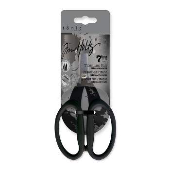Tim Holtz Small Titanium Scissors - 7 Inch Mini Snips with Micro Serrated Blade - Non Stick Craft Tool for Cutting Paper, Fabric, and Sewing - Black
