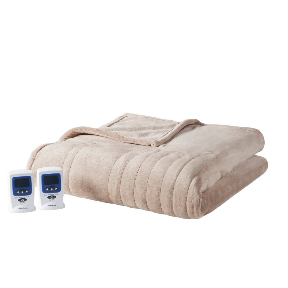 Photos - Duvet Beautyrest King Microplush Electric Blanket with Wifi Technology Taupe - : 