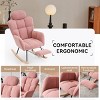 Teddy Fabric Nursery Rocking Glider Chair with Footrest and Tufted High Back,Modern Accent Armchair for Living Room Bedroom-Baofuwish - 2 of 4
