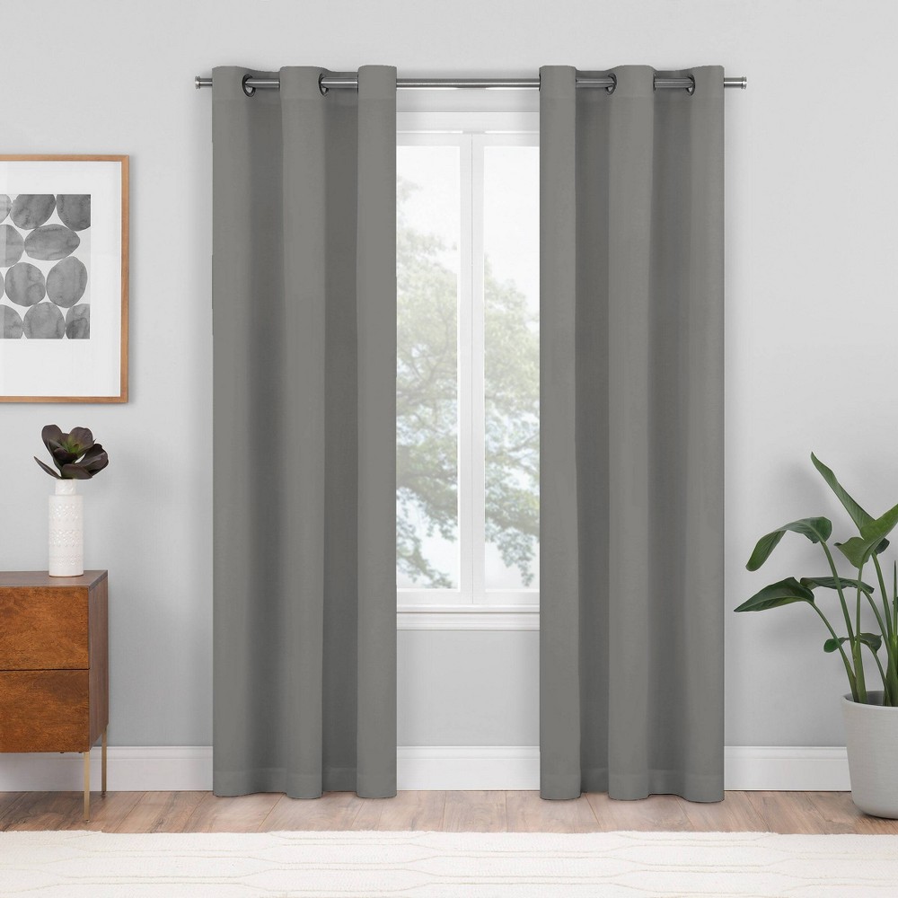 Photos - Curtains & Drapes Eclipse 2pk 37"x63"  Blackout Shadow Window Curtain Panels Gray 