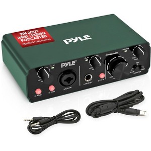 Pyle 2IN 2OUT USB/ASIO Audio Interface for Recording and Podcasting (PMUX42) - Brunswick Green - 1 of 4