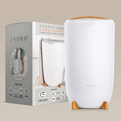 White and Bamboo 20L Freestanding Towel Warmer