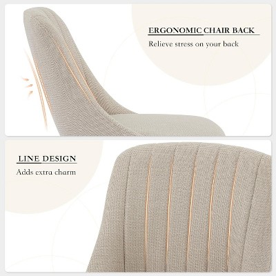 Coucheta Modern Dining Chairs Set of 4 - Upholstered Fabric Kitchen Chairs with Oak Legs,  Oversized Comfort
