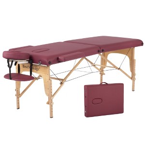 FDW Massage Table Spa Bed 84 Inches PU Portable Massage Bed 2 Fold Heigh Adjustable Massage Table Bed w/Free Carry Case Facial Cradle Salon Bed - 1 of 4