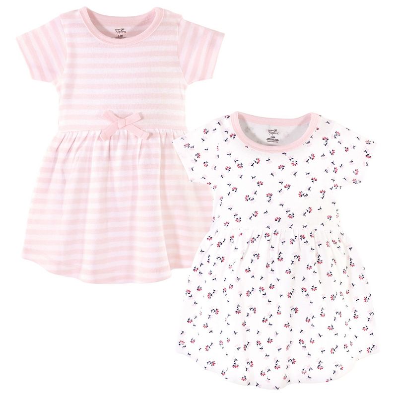 Touched by Nature Baby and Toddler Girl Organic Cotton Short-Sleeve Dresses 2pk, Tiny Flowers, 1 of 5