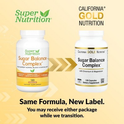 California Gold Nutrition Sugar Balance Complex with Chromium, Gymnema Sylvestre, Gingko Biloba and Milk Thistle, 120 Capsules
