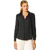 INSPIRE CHIC Women's Elegant V Neck Long Sleeve Office Work Satin Shirt - 3 of 4