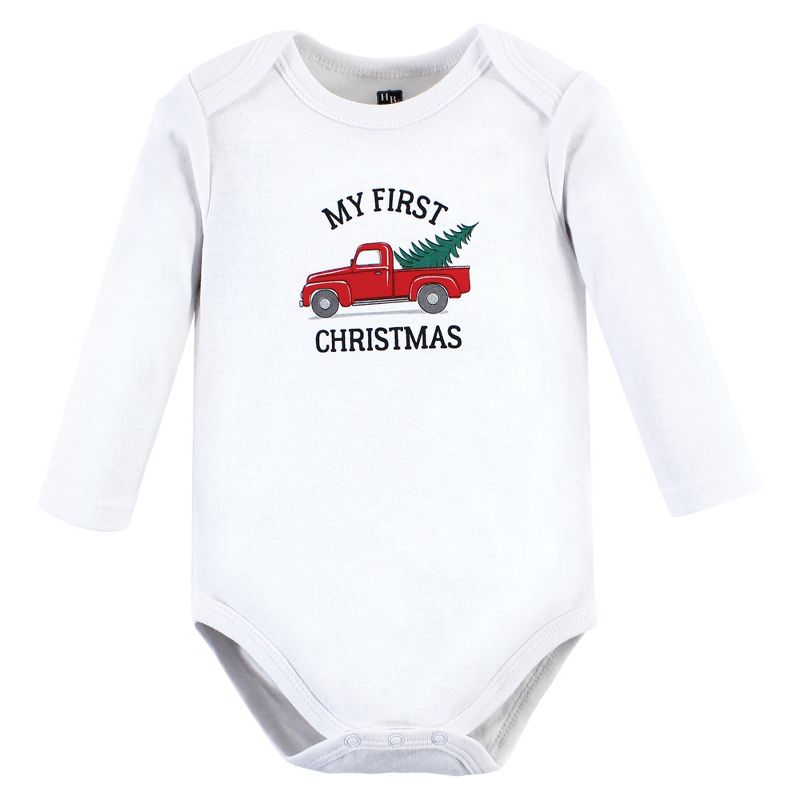 Hudson Baby Unisex Baby Cotton Long-Sleeve Bodysuits, Christmas Tree 3-Pack, 3 of 6