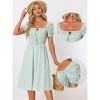 Allegra K Women's Summer Floral Puff Sleeve Square Neck Midi Smocked Dresses - 2 of 4