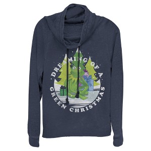Juniors Womens The Muppets Dreaming of a Green Christmas Cowl Neck Sweatshirt - 1 of 4