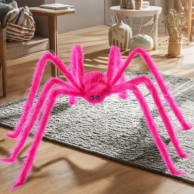 Joyfy 5 Ft Halloween Giant Spider Outdoor Decorations Scary Hairy Spider, Plush Spider for Yard Patio Lawn Garden Window Creepy Halloween Decor Props