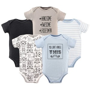 Hudson Baby Infant Boy Cotton Bodysuits 5pk, Mustache - 1 of 1