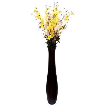 Uniquewise Brown Decorative Contemporary Mango Wood Curved Shaped Floor Vase, 30 Inch