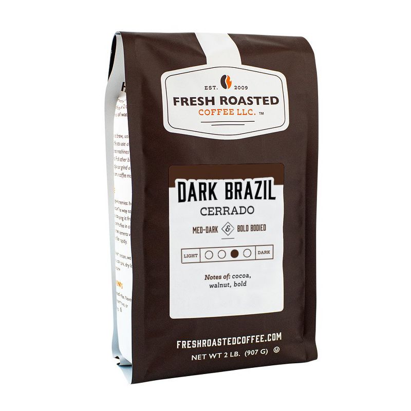 Fresh Roasted Coffee, Dark Brazil Cerrado Coffee, Whole Bean, 1 of 5