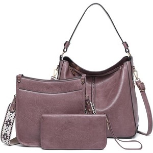 3PCS Crossbody Bags Set Large Leather Purse Shoulder Handbags with Wallet Adjustable Straps - 1 of 4