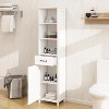 Tall Bathroom Storage Cabinet,Wooden Floor Cabinet with Glass Door, Freestanding StorageOrganizer with 1 Drawer  for Bathroom, Kitchen, Living Room - 4 of 4