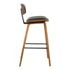 Armen Living 26" Fox Mid-Century Counter Height Barstool in Brown Faux Leather with Walnut Wood: Upholstered Square Seat, Padded Back - 4 of 4