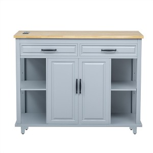 OUTSUPPLY Kitchen Island with Extendable Table, 2 Drawers 2 Cabinets Internal Storage, Mobile Cart with Locking Wheels for Small Spaces - 1 of 4
