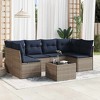 vidaXL 7 Piece Patio Sofa Set with Cushions - Gray and Navy Blue With Table - 2 of 4