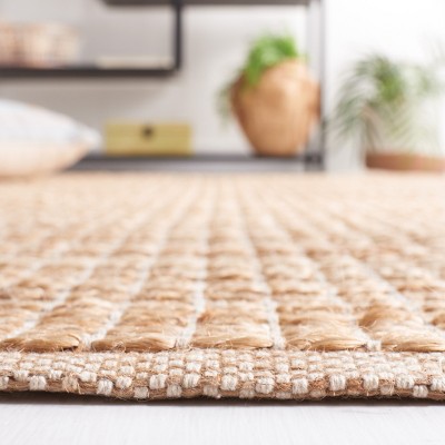 Hand-knotted Natural Beige Wool Rectangular Accent Rug
