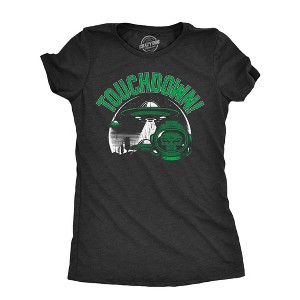 Womens Touchdown T Shirt Funny Alien UFO Football Joke Tee For Ladies - Crazy Dog Women's T Shirt - 1 of 4